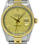 Datejust 36mm 2-Tone in Steel with Yellow Gold Fluted Bezel on Jubilee Bracelet with Champagne Linen Stick Dial