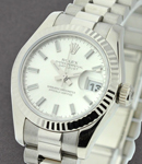 Ladies President in White Gold with Fluted Bezel on White Gold President Bracelet with Silver Stick Dial