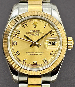 Datejust 2-Tone Lady's 26mm on Oyster Bracelet with Champagne Arabic Dial