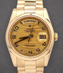 President New Style 36mm Yellow Gold with Fluted Bezel on President Bracelet with Champagne Wave Arabic Dial