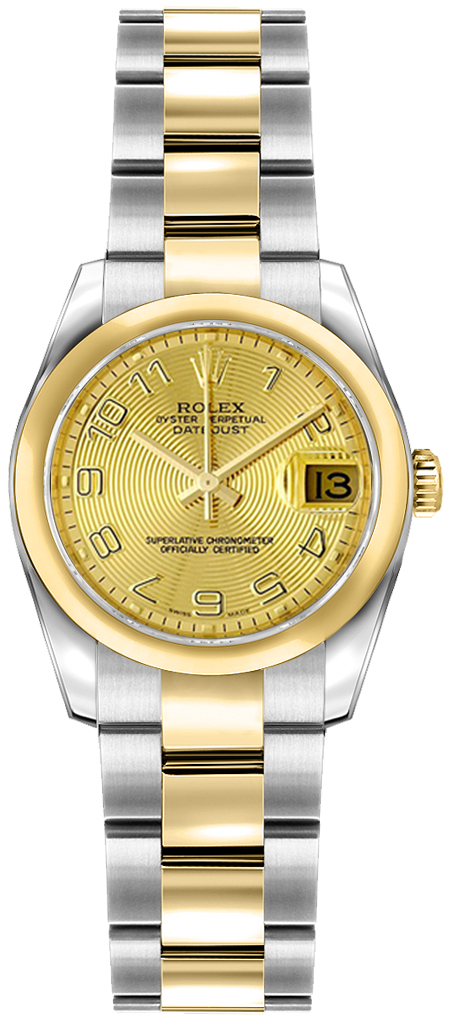 Lady 2-Tone Datejust 26mm on Oyster Bracelet with Champagne Concentric Arabic Dial