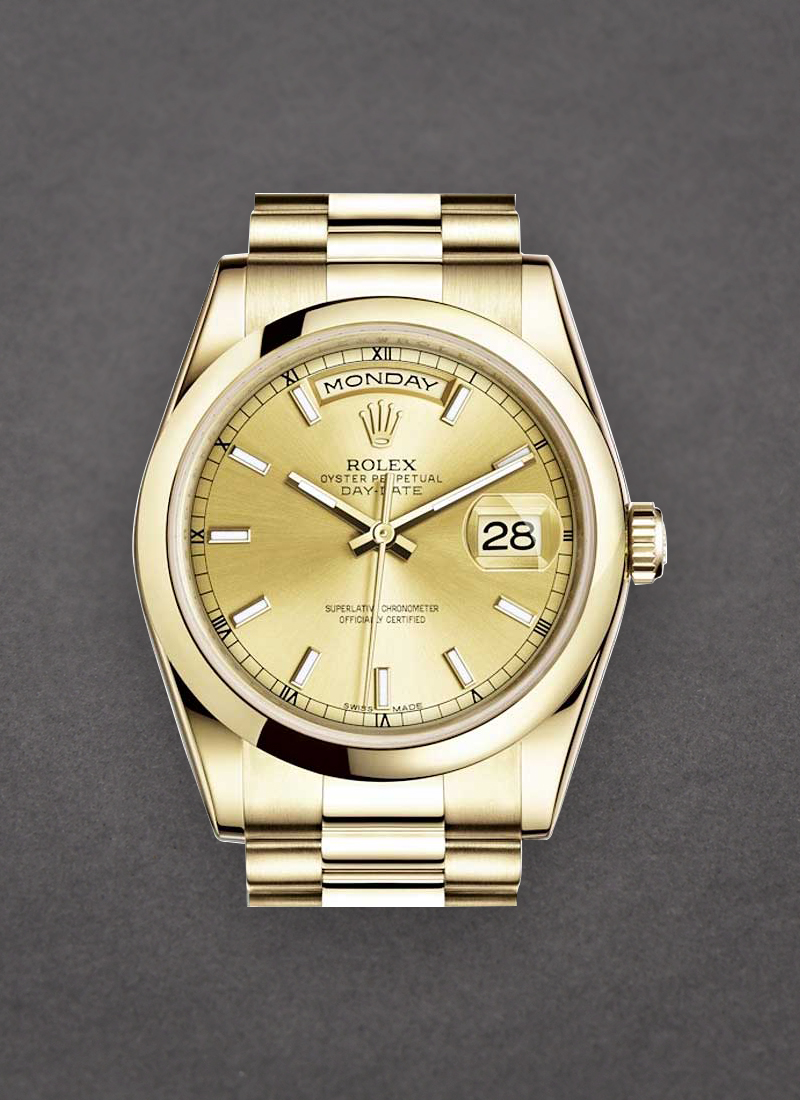 Pre-Owned Rolex President 36mm in Yellow Gold with Smooth Bezel