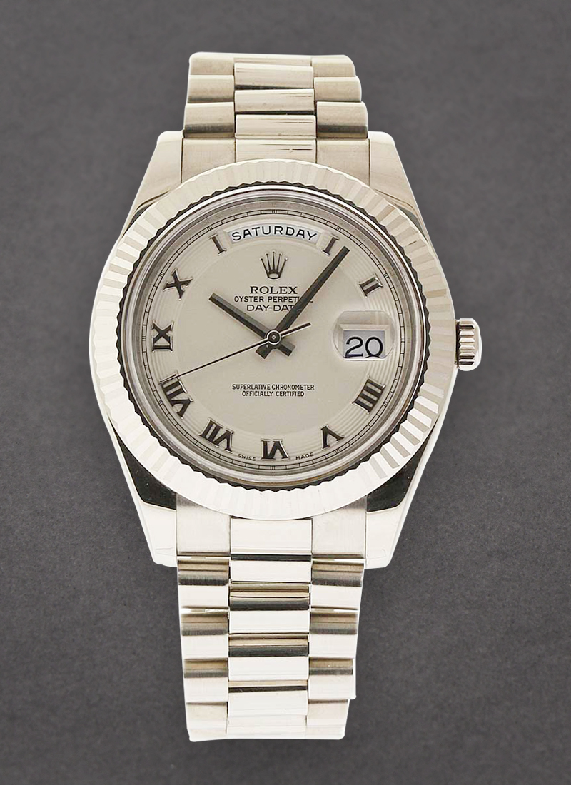 Pre-Owned Rolex President Day Date 41mm in White Gold with Fluted Bezel