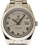President Day Date 41mm in White Gold with Fluted Bezel on President Bracelet with Ivory Concentric Roman Dial