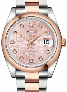 Pre-Owned Rolex 116201 Datejust 36mm in Steel with Rose Gold Smooth Bezel 116201