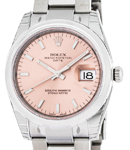 Date 34mm in Steel with Domed Bezel  on Oyster Bracelet with Pink Index Dial