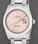 Date 34mm in Steel with Domed Bezel  on Oyster Bracelet with Pink Index Dial