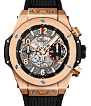 Big Bang Unico King Gold 45mm Automatic in Rose Gold On Black Rubber Strap with Mat Black Skeleton  Dial