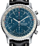 Navitimer 1 Chronograph in Steel on Black Cafskin Leather Strap with Blue Dial