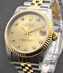 Mid Size Datejust 31mm 2-Tone on Jubilee Bracelet with Champagne Diamond Dial