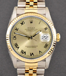 Datejust 31mm Mid Size in Steel with Yellow Gold Fluted Bezel on Jubilee Bracelet with Champagne Roman Dial