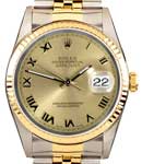 Datejust 31mm Mid Size in Steel with Yellow Gold Fluted Bezel on Jubilee Bracelet with Champagne Roman Dial