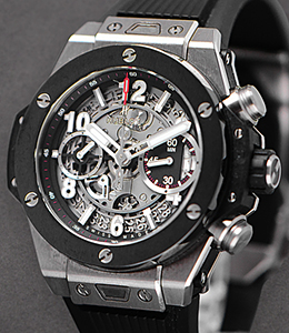 Big Bang Unico in Titanium with Black Ceramic Bezel on Black Lined Rubber Strap with Mat Black Skeleton Dial