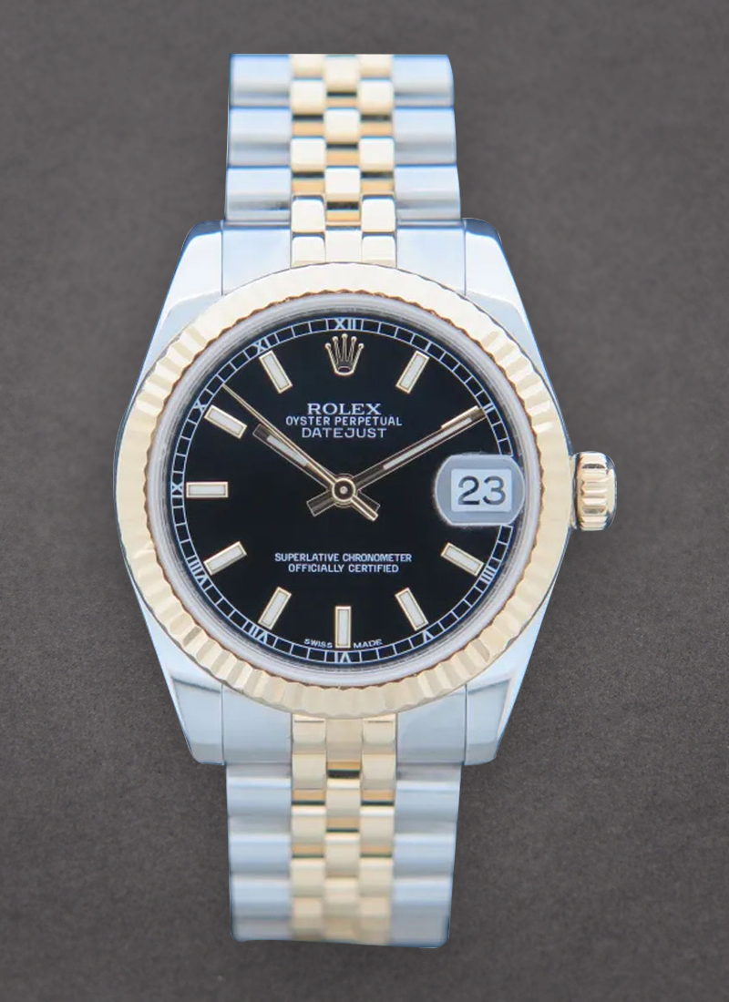 Pre-Owned Rolex Mid Size Datejust 31mm in Steel with Rose Gold Fluted Bezel