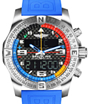 Exospace B55 Yachting Chronograph in Titanium on Blue Rubber Strap with Carbon Fiber Dial