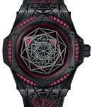 Big Bang Sang Bleu All Black Red in Black Ceramic and Black Plated Titanium Diamond Bezel on Black Rubber and Calf Strap with Black Dial