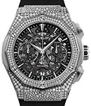 Classic Fusion Aerofusion Chronograph Orlinski in Titanium with Diamond Bezel and Lugs on Black Rubber Strap with Black Skeleton Dial