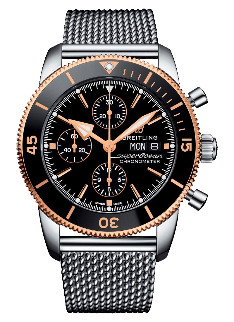 Breitling Superocean Heritage II B01 Chronograph in Steel with Black and Rose Gold Bezel
