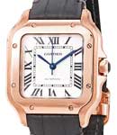 Santos de Cartier Medium in Rose Gold on Dark Grey Crocodile Leather Strap with Silvered Opaline Dial