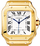Santos de Cartier Large in Yellow Gold on Yellow Gold Bracelet with Silvered Opaline Dial