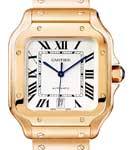 Santos de Cartier Large in Rose Gold on Rose Gold Bracelet with Silver Dial