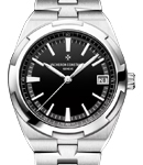 Overseas 41mm Automatic in Stainless Steel On Steel Bracelet with Black Dial