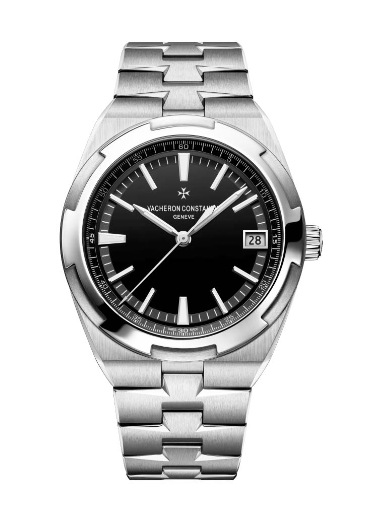 Overseas 41mm Automatic in Stainless Steel On Steel Bracelet with Black Dial