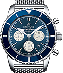 Superocean Heritage II Chronographe 46mm in Steel with Blue Bezel On Steel Bracelet with Blue Dial
