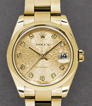 Midsize President 31mm in Yellow Gold with Smooth Bezel on Oyster Bracelet with Champagne Jubilee Diamond Dial