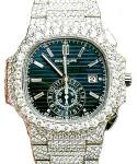 Nautilus 5976 40th Anniversary in White Gold with Diamond Bezel On White Gold Diamond Bracelet with Blue Dial