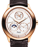 Gouverneur 43mm in Rose4 Gold on Brown Crocodile Leather Strap with Silver Guilloche Dial
