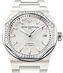 Laureato 38mm Automatic in White Ceramic with Diamond Bezel on White Ceramic Bracelet with Silver Hobnail Guilloche Texture Dial