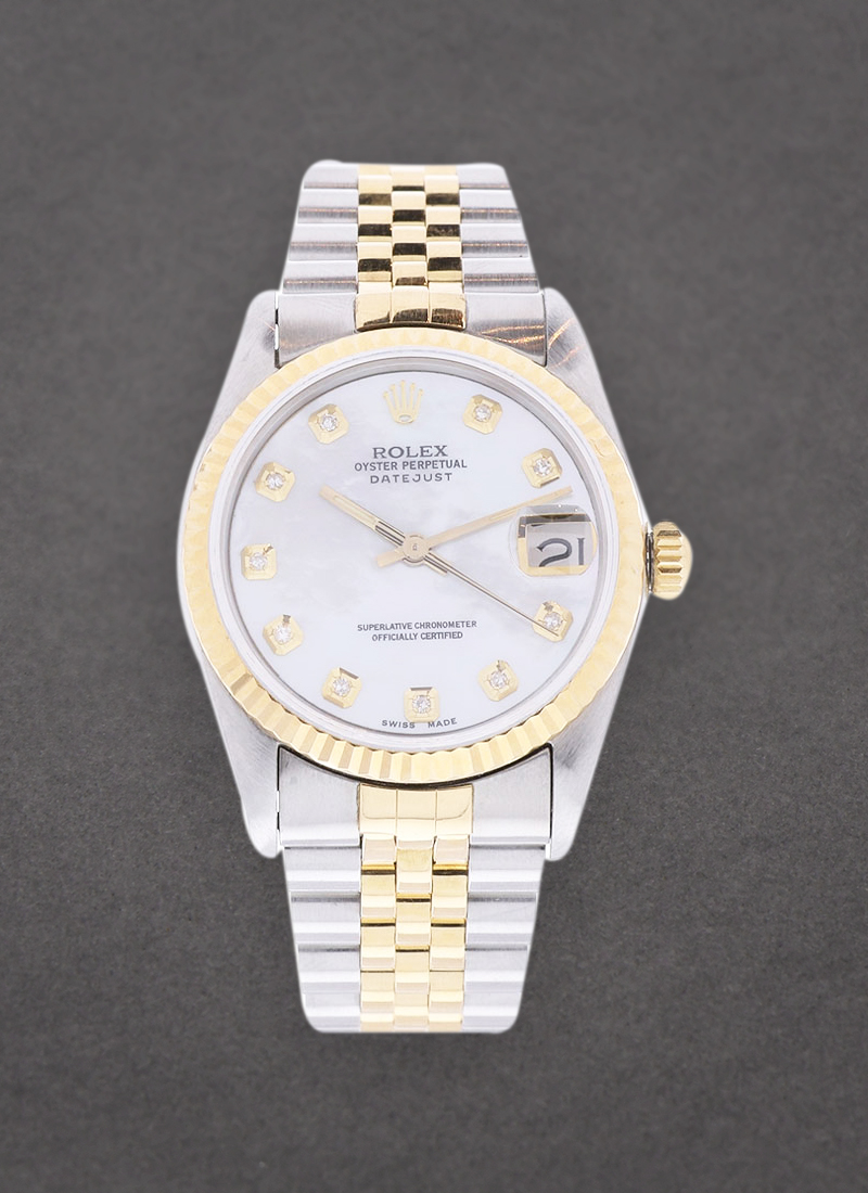 Pre-Owned Rolex Datejust 31mm Mid Size in Steel with Yellow Gold Fluted Bezel