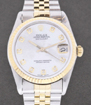 Datejust 31mm Mid Size in Steel with Yellow Gold Fluted Bezel on Jubilee Bracelet with MOP Diamond Dial