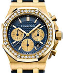 Royal Oak Offshore Chronograph in Yellow Gold with Diamond Bezel on Blue Rubber Strap with Blue Dial
