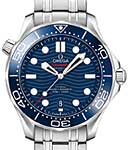 Seamaster Diver 300M Co-Axial Master Chronometer in Steel with Blue Bezel On Steel Bracelet with Blue Dial