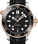 Seamaster Diver 300M Co-Axial Master in Steel and Rose Gold with Black Bezel  On Black Rubber Strap with Black Dial