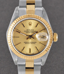 Datejust 2-Tone in Steel and Yellow Gold Fluted Bezel on Oyster Bracelet with Champagne Stick Dial