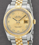 Datejust MidSize - 2-Tone Fluted Bezel   on Jubilee Bracelet with Champagne Roman Dial