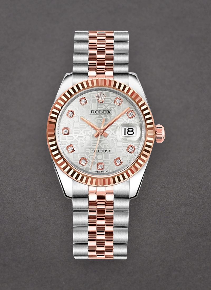 Pre-Owned Rolex Mid Size Datejust - Steel with Rose Gold Fluted Bezel