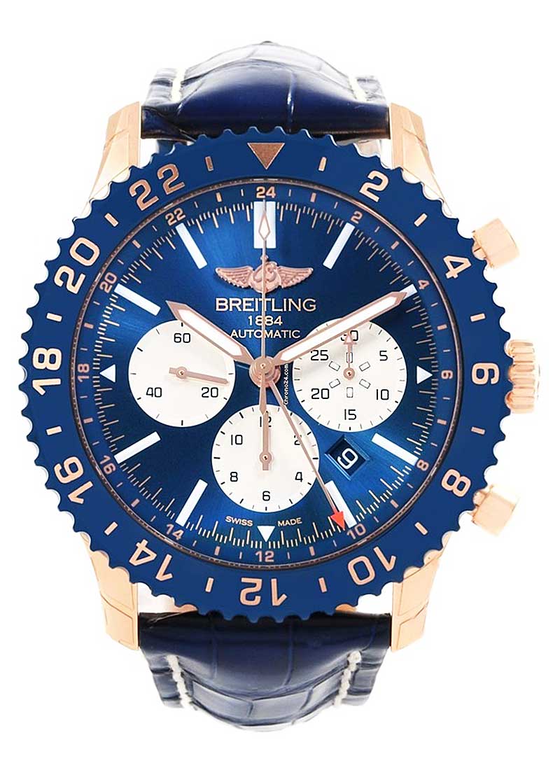 Breitling Chronoliner B04 Chronograph in Rose Gold with Blue Bezel