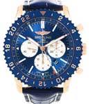 Chronoliner B04 Chronograph in Rose Gold with Blue Bezel on Blue Crocodile Leather Strap with Blue Dial