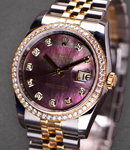 2-Tone Datejust 36mm with Diamond Bezel on Jubilee Bracelet with Black MOP Diamond Dial