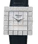 Ice Cube in White Gold with Diamond Bezel on Black Crocodile Leather Strap with Paved Diamond Dial