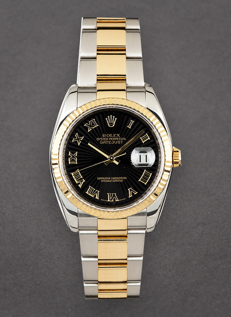 Pre-Owned Rolex Datejust 36mm in Steel with Yellow Gold Fluted Bezel