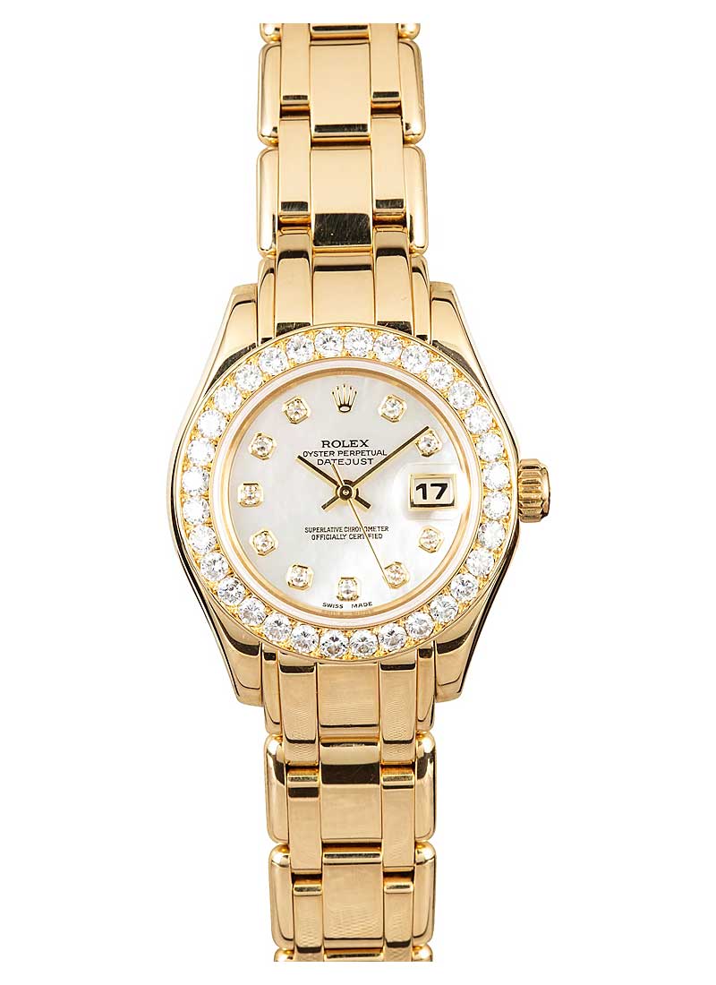 Pre-Owned Rolex Masterpiece Datejust in Yellow Gold with 32 Diamond Bezel
