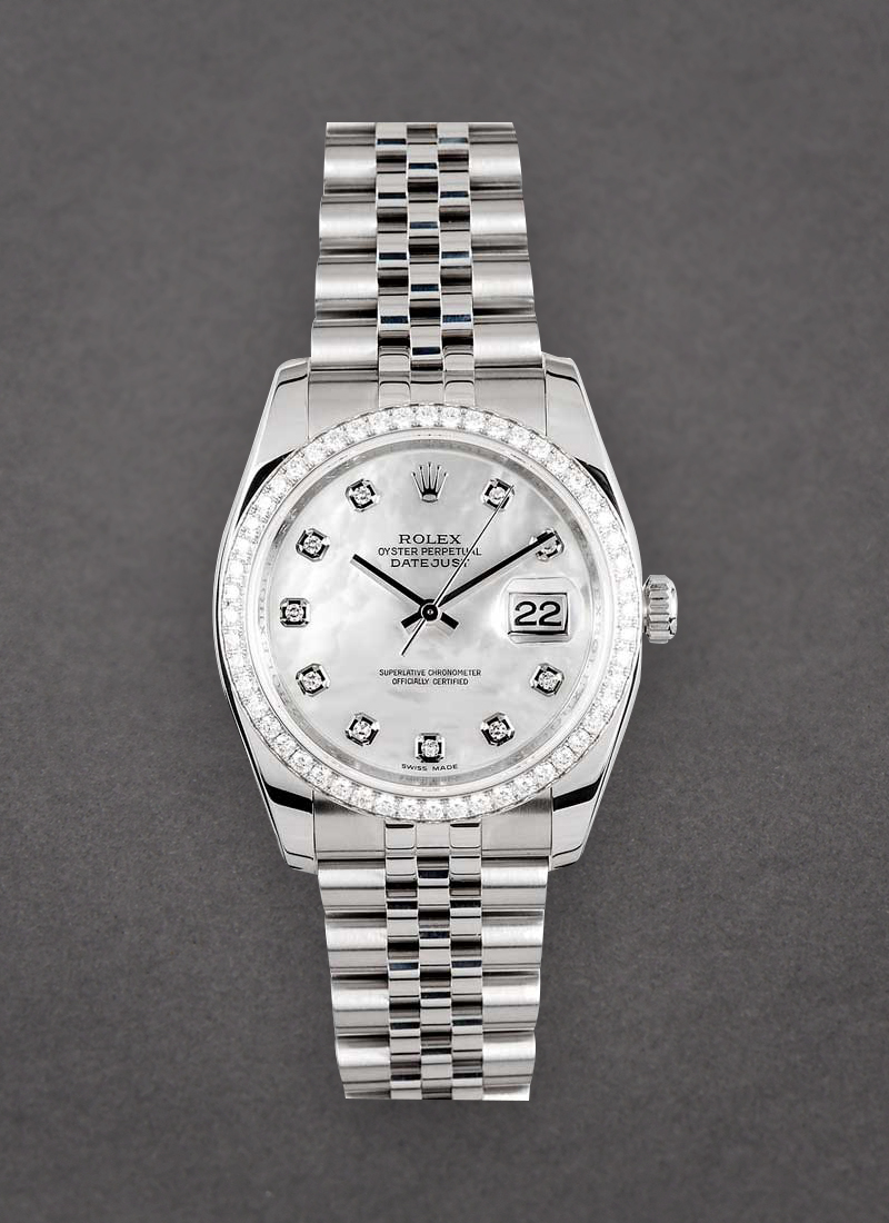 Pre-Owned Rolex Datejust 36mm in Steel with Diamond Bezel