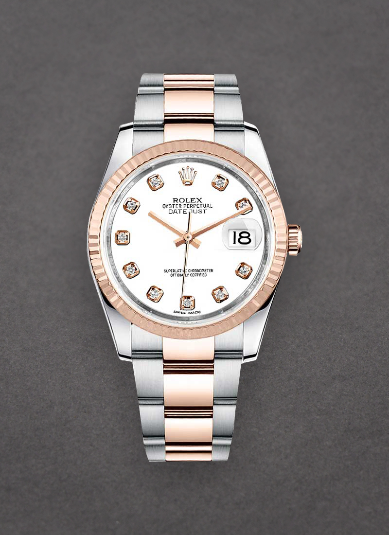 Pre-Owned Rolex 2-Tone Datejust 36mm in Steel with Rose Gold Fluted Bezel