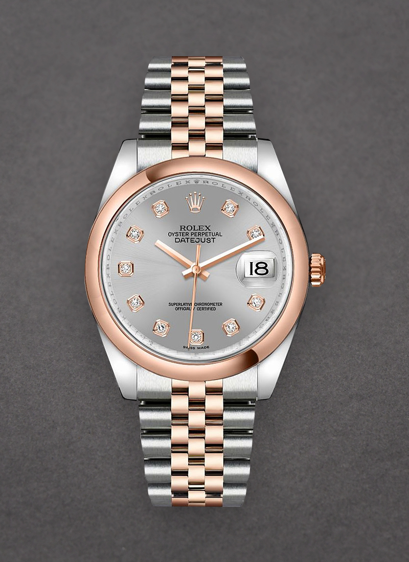 Pre-Owned Rolex Datejust 36mm in Steel with Rose Gold Domed Bezel