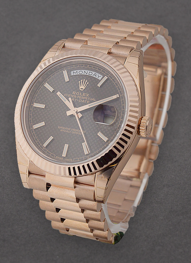 Pre-Owned Rolex President Day Date 40mm in Rose Gold with Fluted Bezel